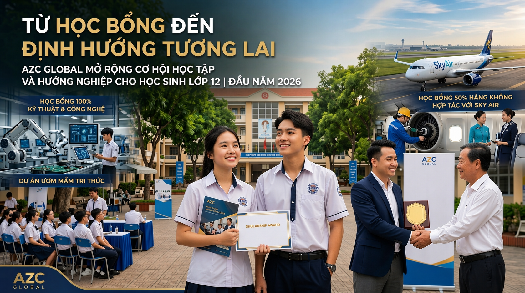 AZC Global mở rộng hai dự án học bổng - đa dạng lựa chọn hướng nghiệp cho học sinh đầu năm 2026