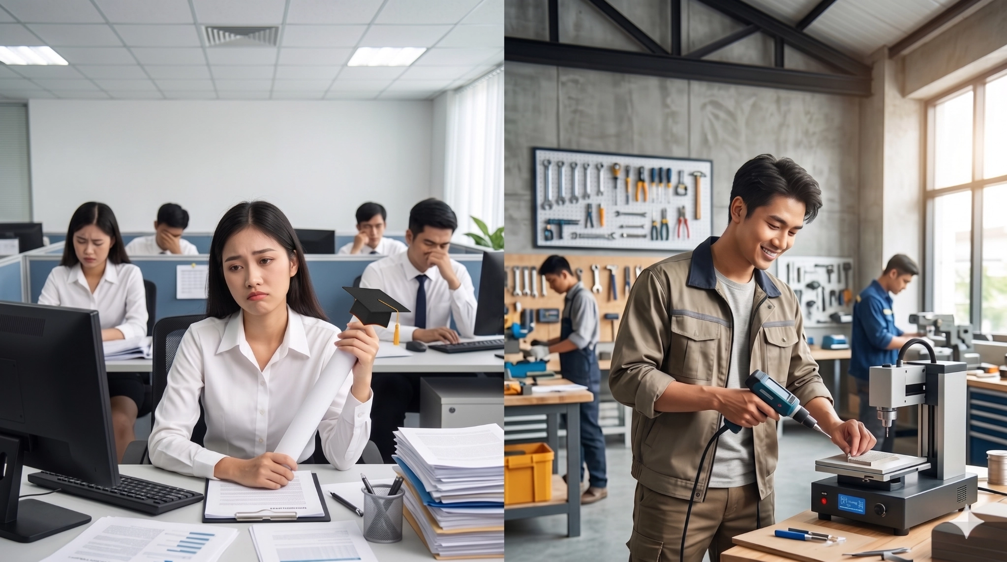 Rời văn phòng, cất bằng cấp: Người trẻ Việt đang dịch chuyển sang xu hướng “Học để làm được việc"